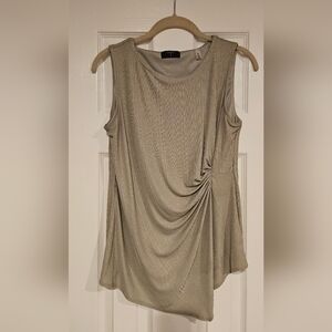 Tahari Women's Taupe Drape Tunic